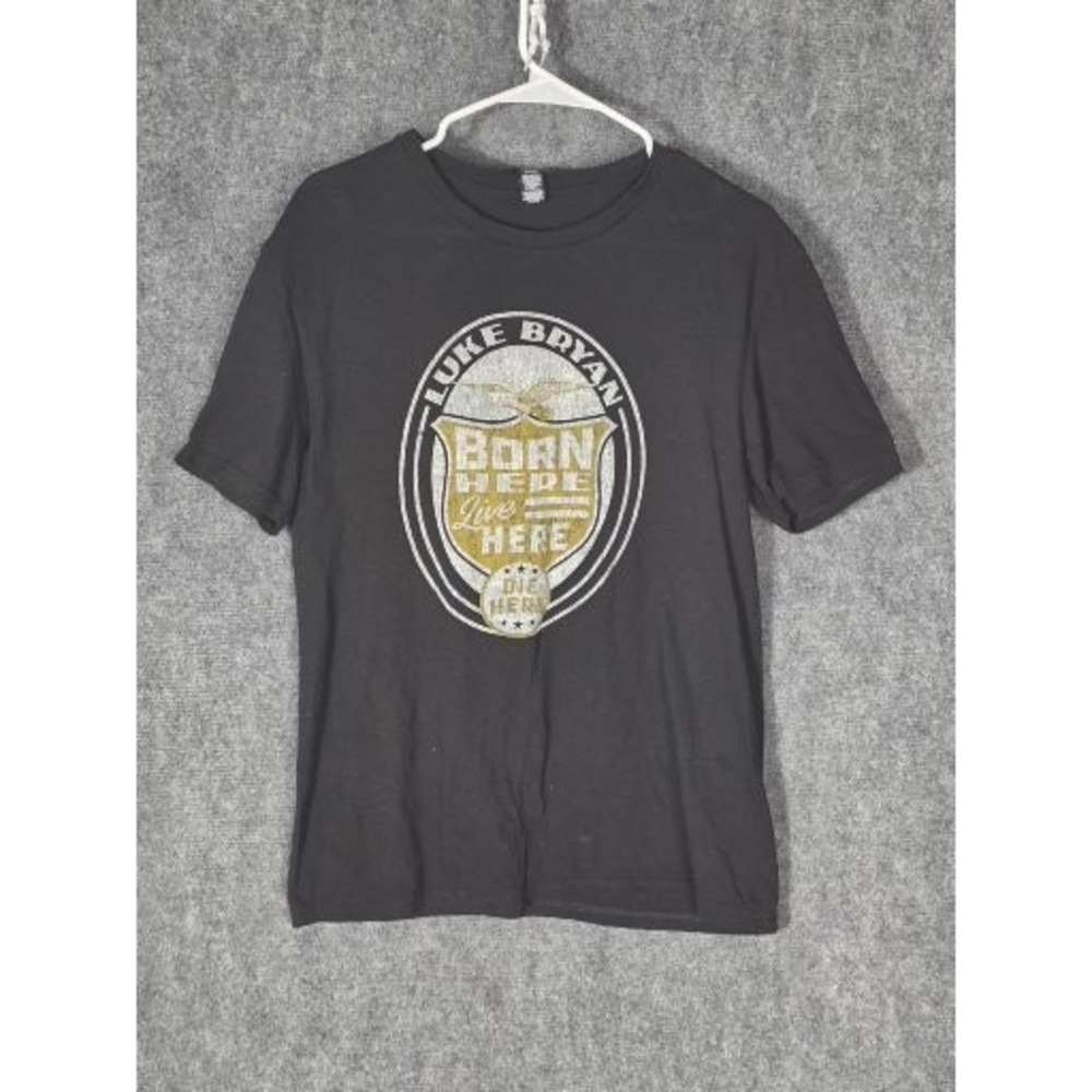 Luke Bryan Born Here‎ Live Here Die Here Black Concert T Shirt Mens Sz M Western